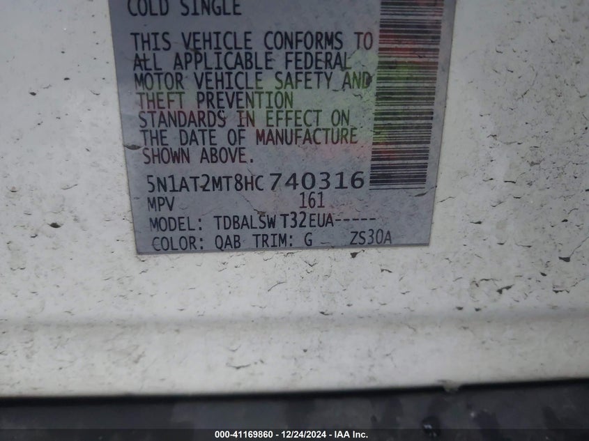 2017 NISSAN ROGUE S/SL - 5N1AT2MT8HC740316