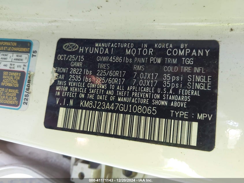 2016 HYUNDAI TUCSON SE - KM8J23A47GU108065