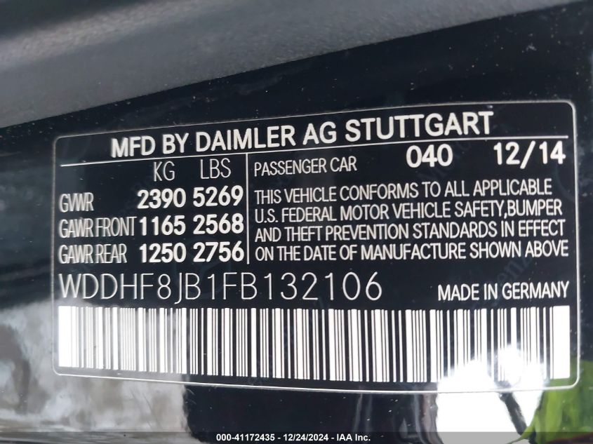 VIN WDDHF8JB1FB132106 2015 MERCEDES-BENZ E 350 no.9