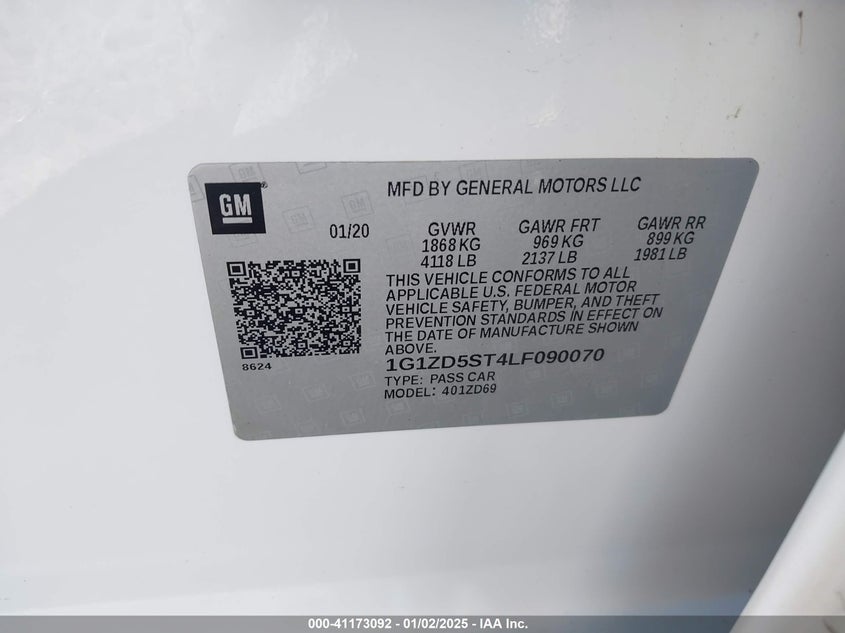 2020 CHEVROLET MALIBU FWD LT - 1G1ZD5ST4LF090070