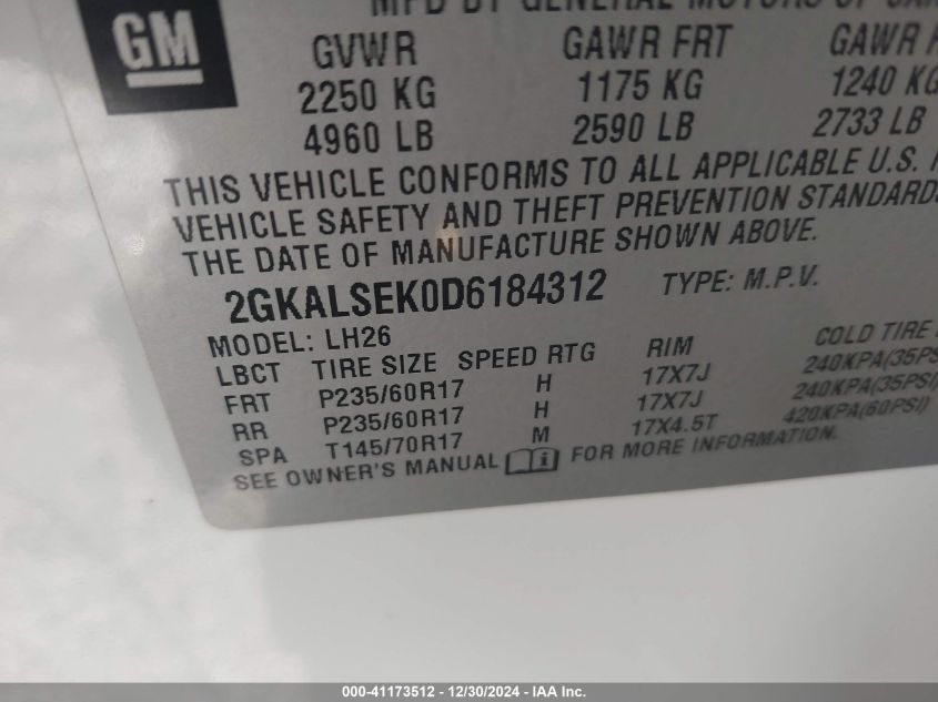 VIN 2GKALSEK0D6184312 2013 GMC Terrain, Sle-2 no.9