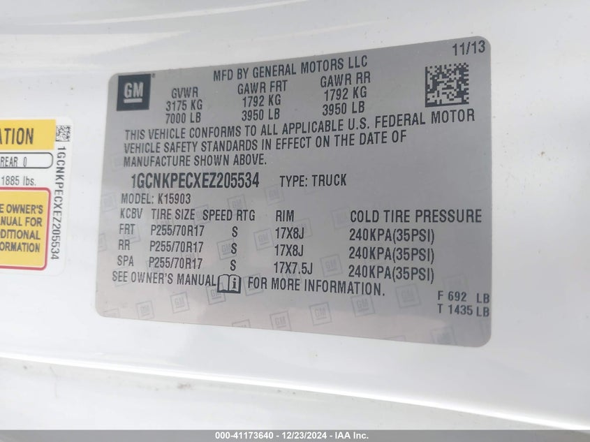 2014 CHEVROLET SILVERADO 1500 WORK TRUCK 1WT - 1GCNKPECXEZ205534