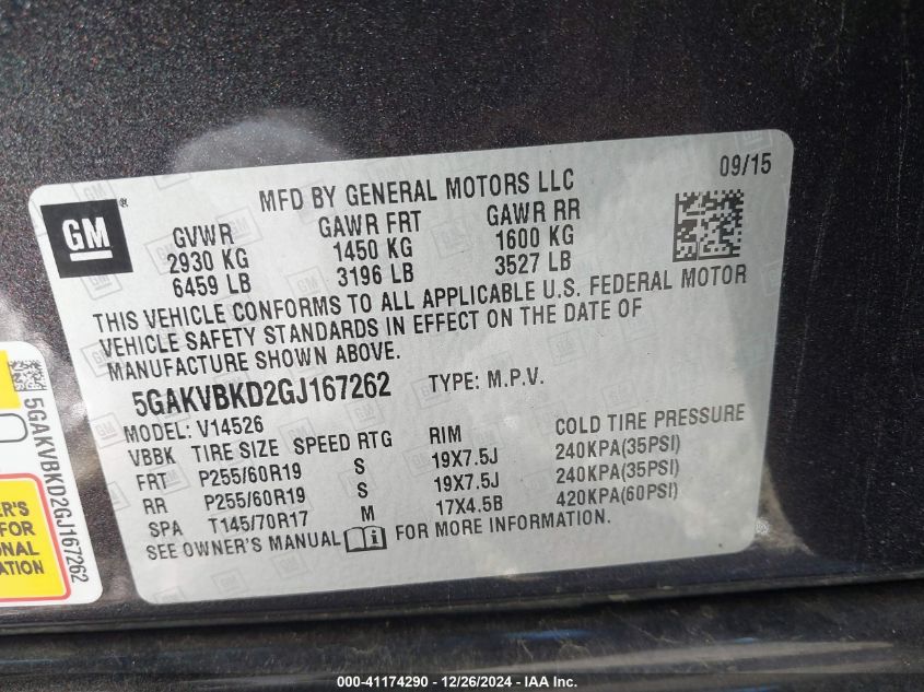 2016 BUICK ENCLAVE LEATHER - 5GAKVBKD2GJ167262