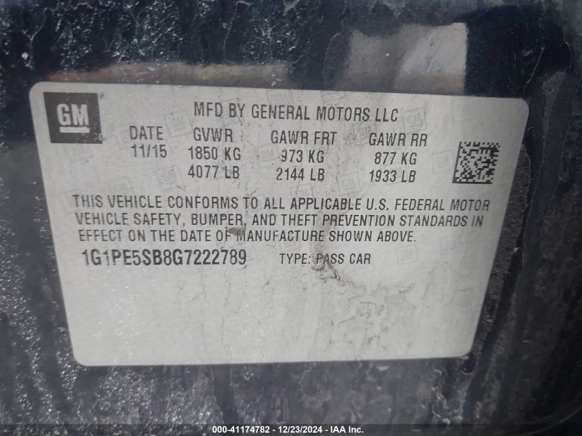 VIN 1G1PE5SB8G7222789 2016 Chevrolet Cruze, Limited... no.9