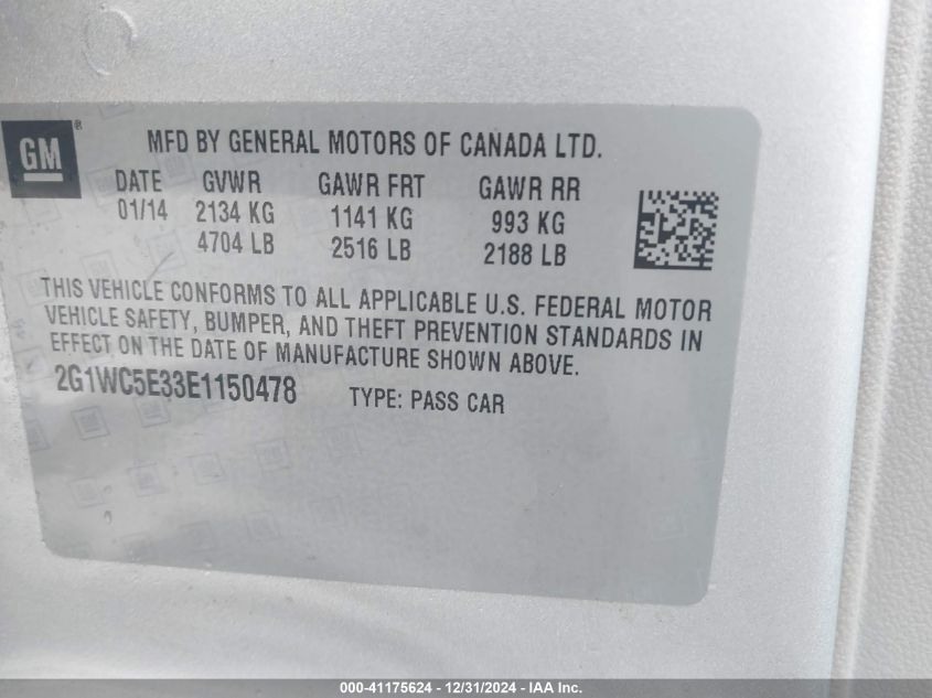 VIN 2G1WC5E33E1150478 2014 CHEVROLET IMPALA LIMITED no.9