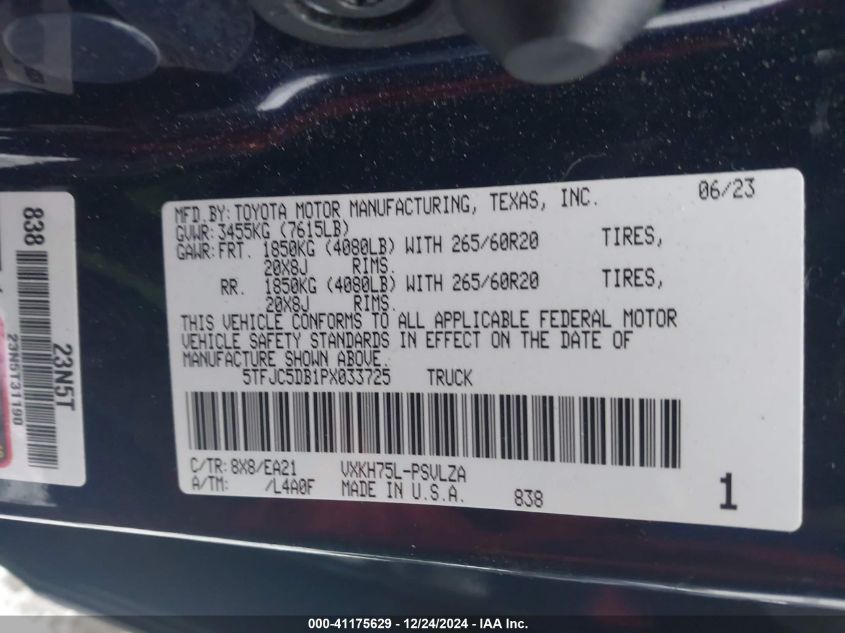 2023 Toyota Tundra - 5TFJC5DB1PX033725