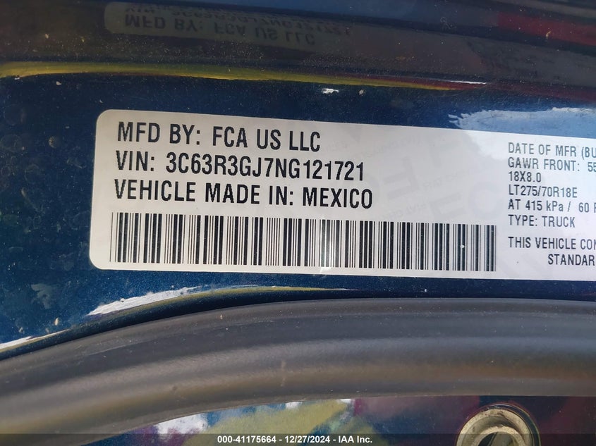 2022 RAM 3500(VIN: 3C63R3GJ7NG121721