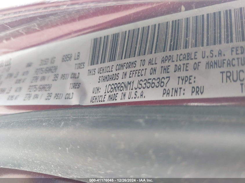2018 RAM 1500 LARAMIE - 1C6RR6NM1JS356367