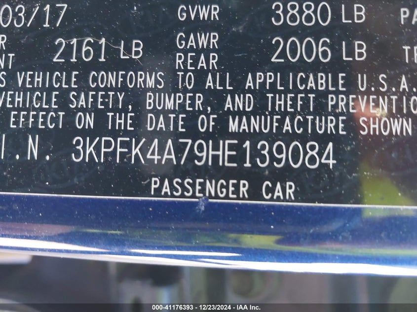 2017 KIA FORTE LX - 3KPFK4A79HE139084