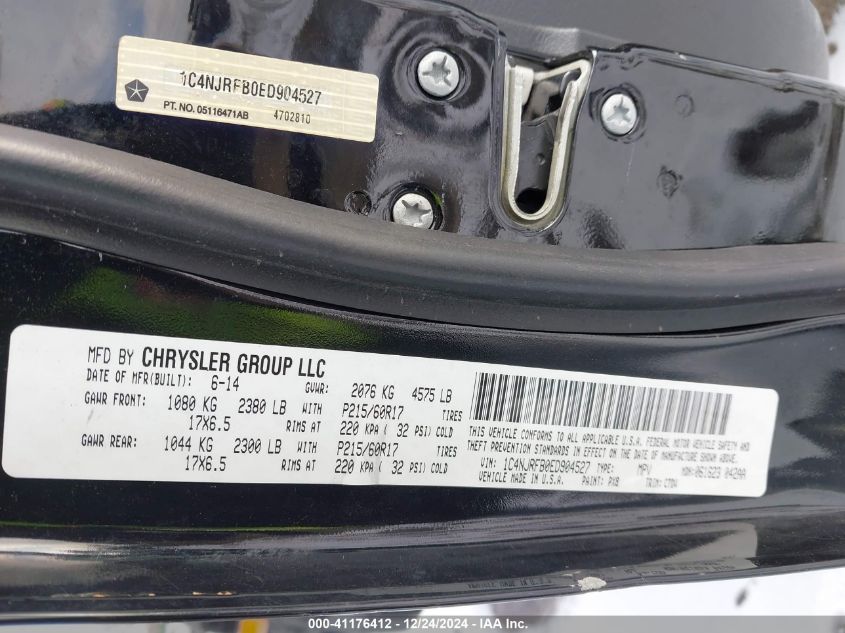 2014 JEEP PATRIOT LATITUDE - 1C4NJRFB0ED904527