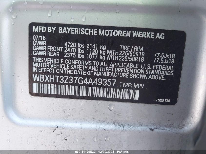 VIN WBXHT3Z37G4A49357 2016 BMW X1 no.9