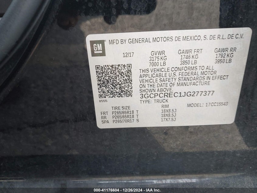 2018 CHEVROLET SILVERADO 1500 1LT - 3GCPCREC1JG277377