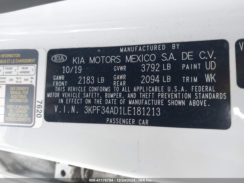 2020 KIA FORTE GT-LINE - 3KPF34AD1LE181213