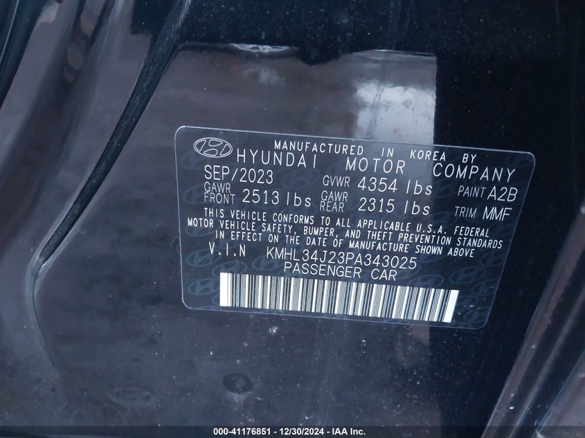 2023 HYUNDAI SONATA VIN: KMHL34J23PA343025