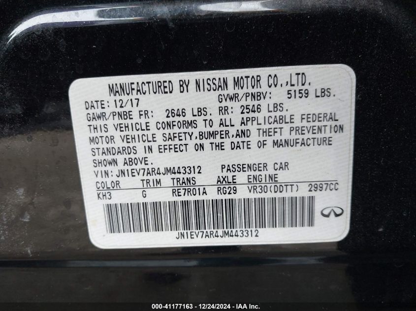 VIN JN1EV7AR4JM443312 2018 INFINITI Q50 no.9