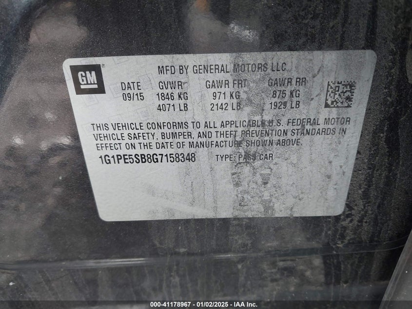 2016 CHEVROLET CRUZE LIMITED 1LT AUTO - 1G1PE5SB8G7158348