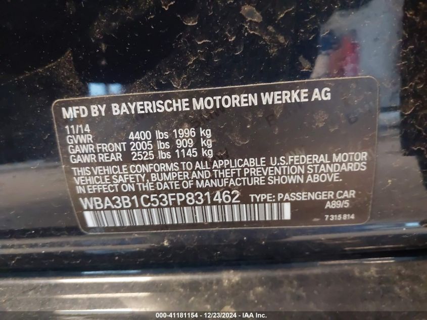 VIN WBA3B1C53FP831462 2015 BMW 320I no.9