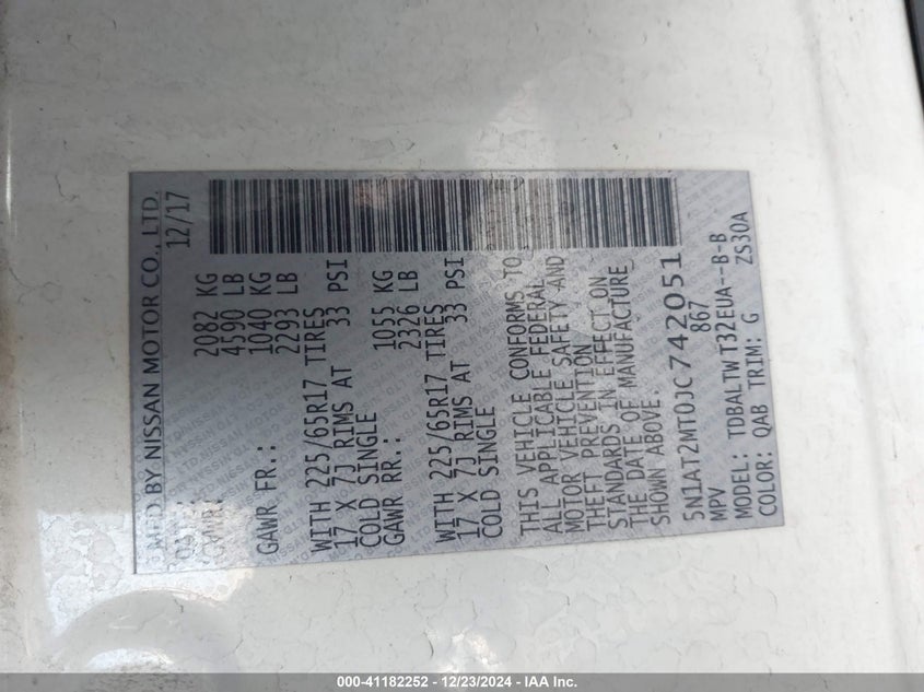 2018 NISSAN ROGUE SV - 5N1AT2MT0JC742051