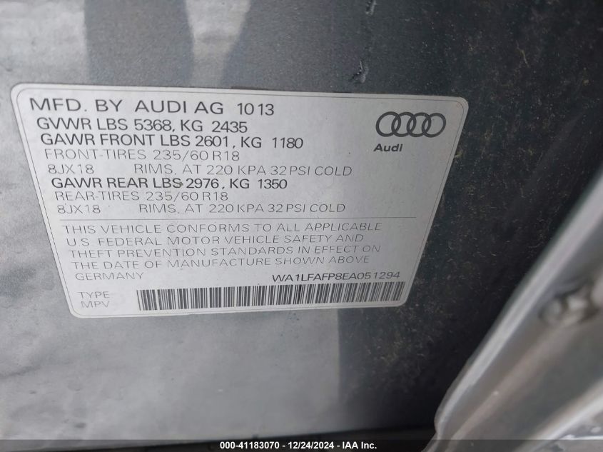 VIN WA1LFAFP8EA051294 2014 Audi Q5, 2.0T Premium no.9