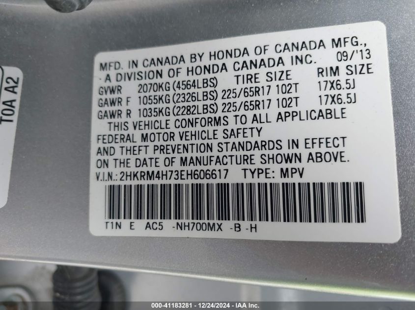 VIN 2HKRM4H73EH606617 2014 HONDA CR-V no.9