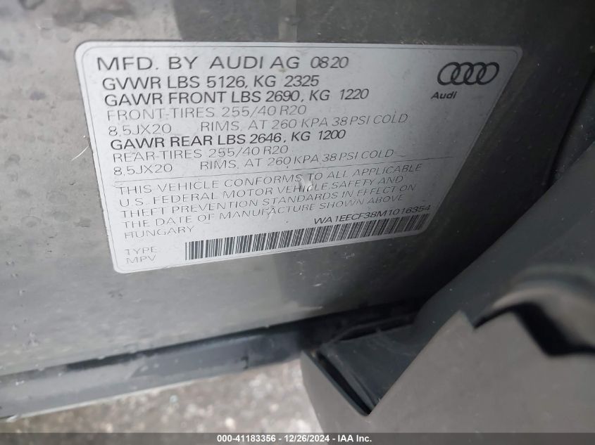 VIN WA1EECF38M1016354 2021 Audi Q3, Premium Plus 45... no.9