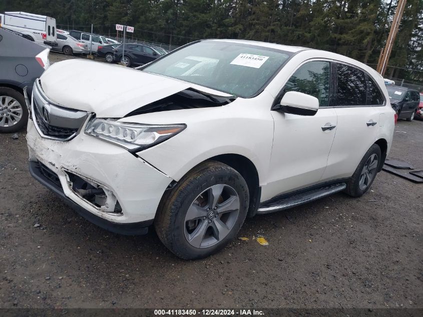 VIN 5FRYD4H21GB047262 2016 Acura MDX, Acurawatch Pl... no.2