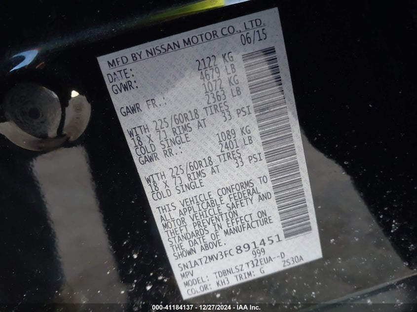 2015 NISSAN ROGUE SL - 5N1AT2MV3FC891451