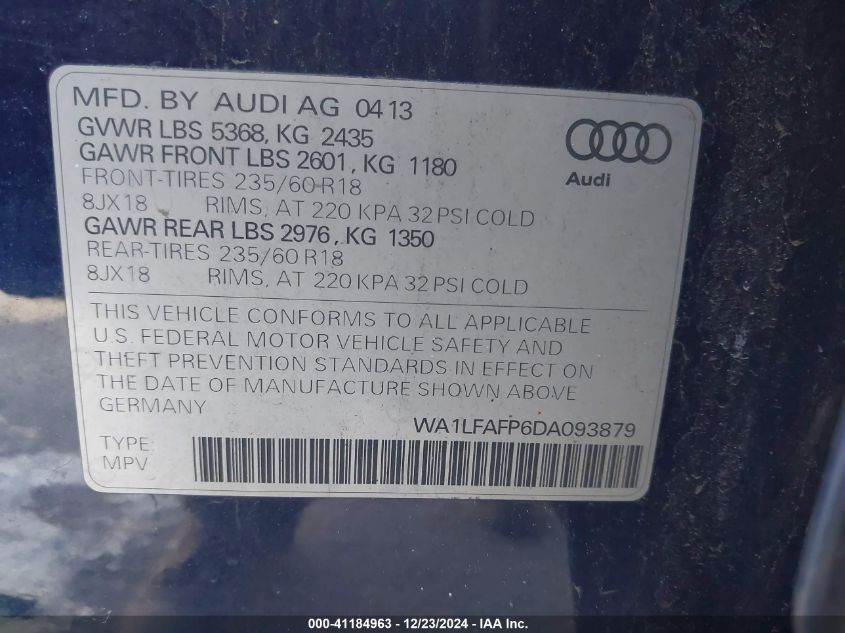 VIN WA1LFAFP6DA093879 2013 AUDI Q5 no.9