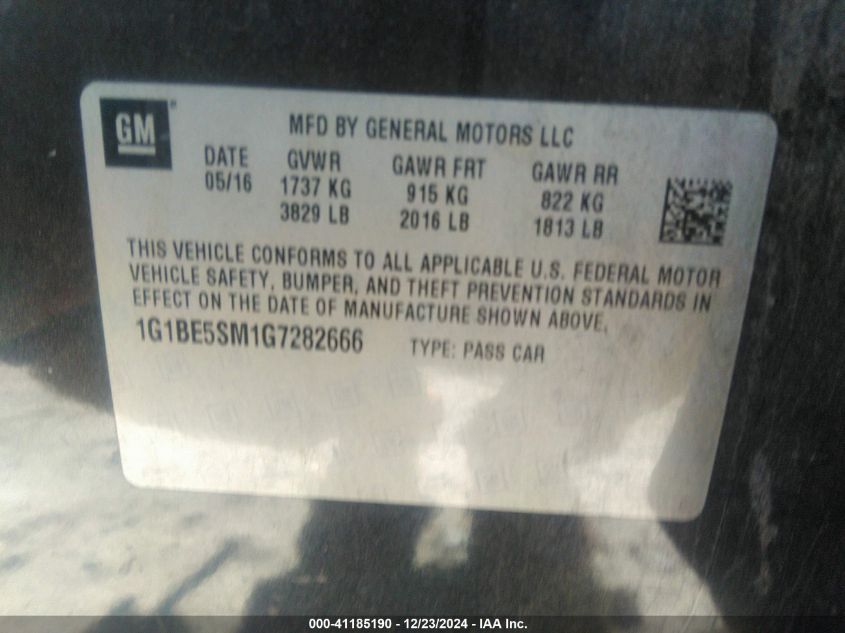 VIN 1G1BE5SM1G7282666 2016 CHEVROLET CRUZE no.9