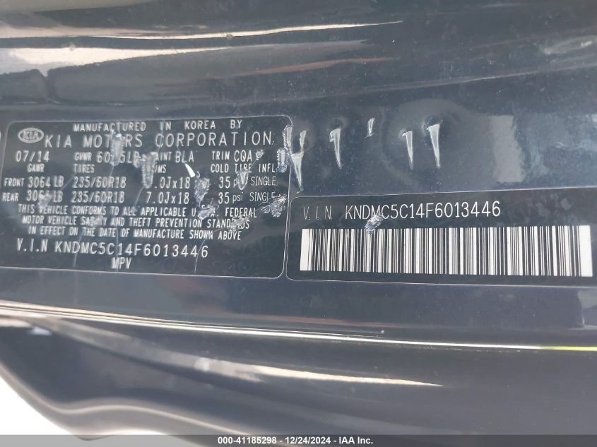 VIN KNDMC5C14F6013446 2015 KIA SEDONA no.9