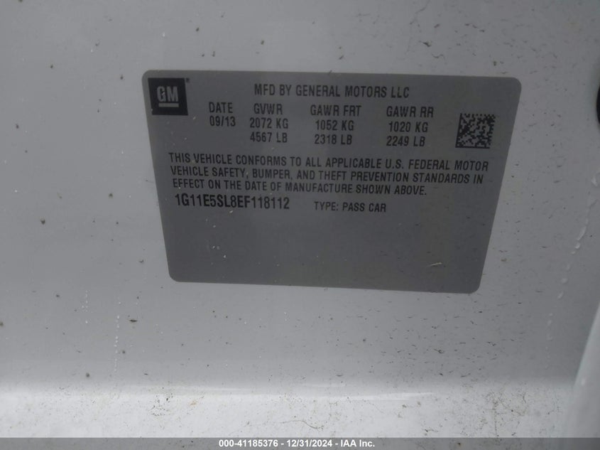2014 CHEVROLET MALIBU VIN: 1G11E5SL8EF118112