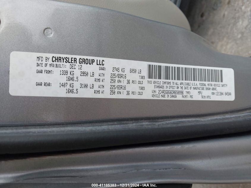 VIN 2C4RDGBG6DR658996 2013 Dodge Grand Caravan, Ame... no.9