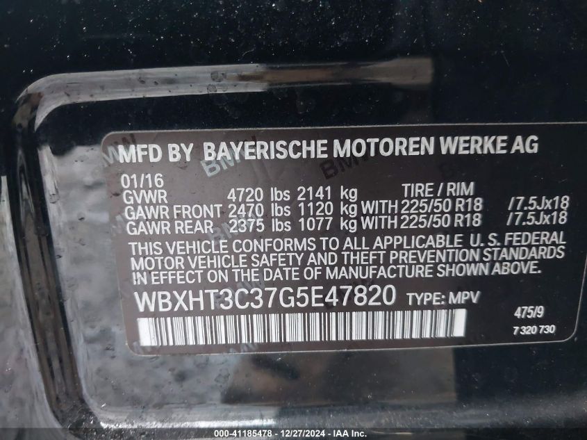 VIN WBXHT3C37G5E47820 2016 BMW X1, Xdrive28I no.9