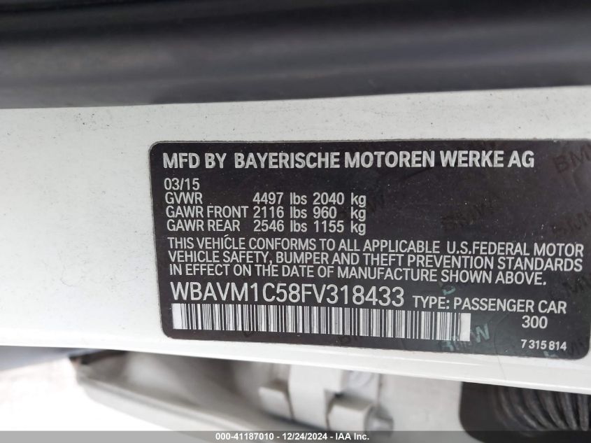 VIN WBAVM1C58FV318433 2015 BMW X1, Sdrive28I no.9