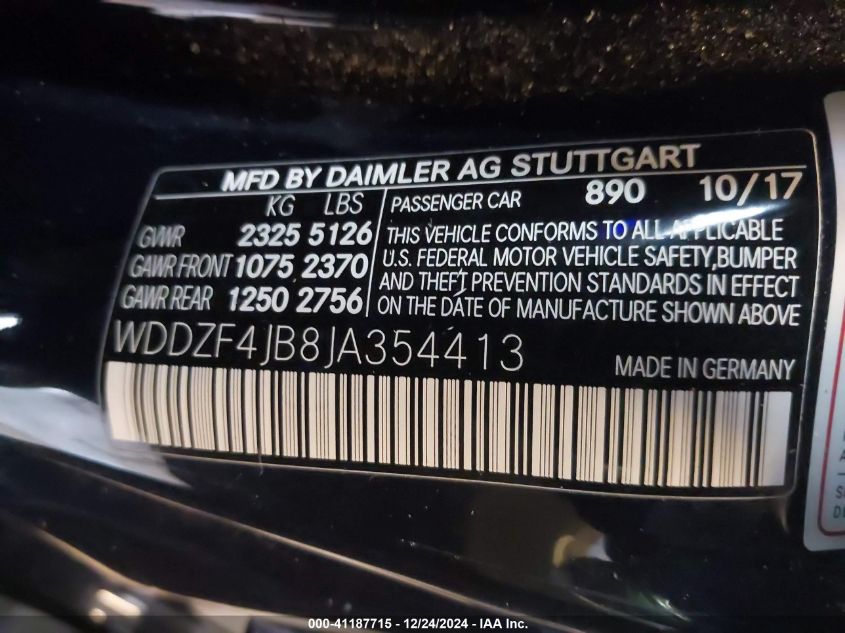 VIN WDDZF4JB8JA354413 2018 Mercedes-Benz E 300 no.9