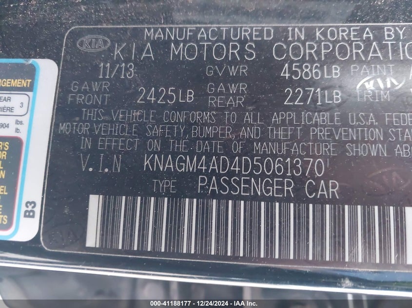 2013 KIA OPTIMA HYBRID LX - KNAGM4AD4D5061370