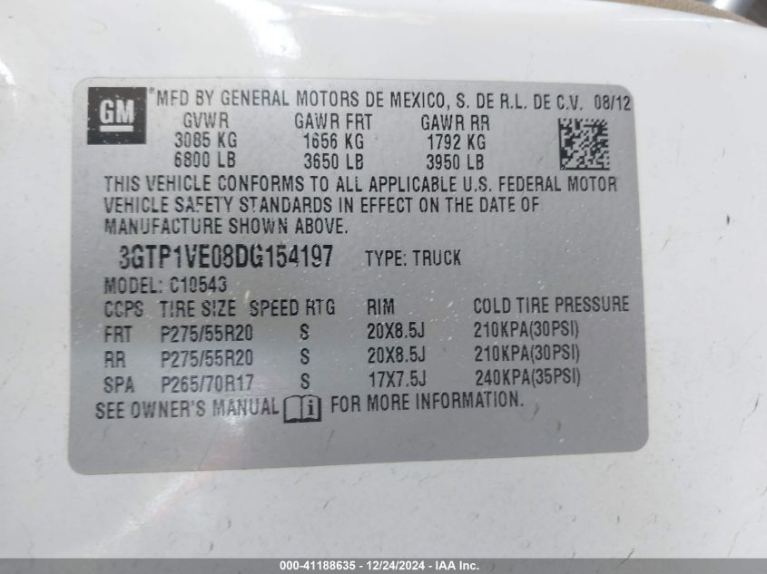 VIN 3GTP1VE08DG154197 2013 GMC SIERRA 1500 no.9