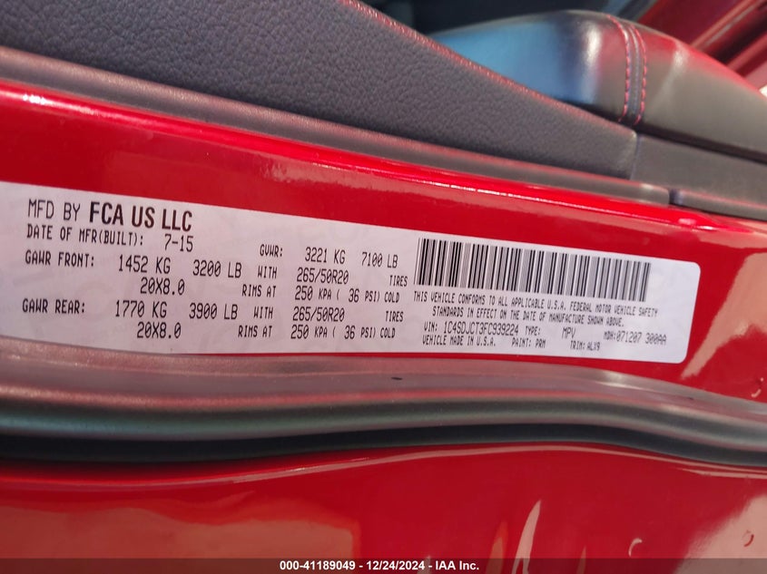 2015 DODGE DURANGO R/T - 1C4SDJCT3FC939224