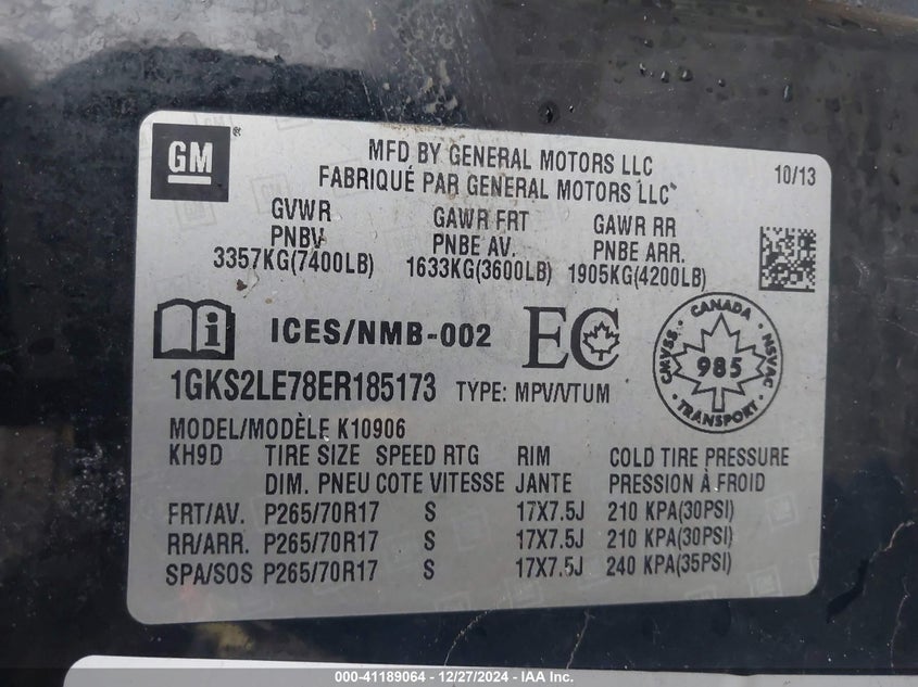 2014 GMC YUKON XL 1500 SLT - 1GKS2LE78ER185173