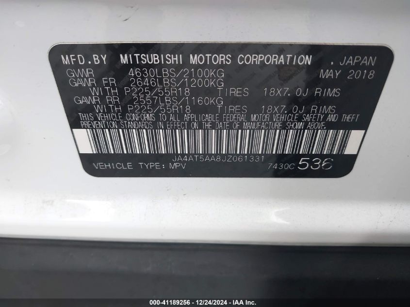 VIN JA4AT5AA8JZ061331 2018 Mitsubishi Eclipse Cross... no.9