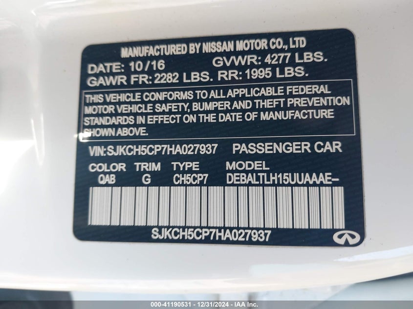 2017 INFINITI QX30 SPORT - SJKCH5CP7HA027937