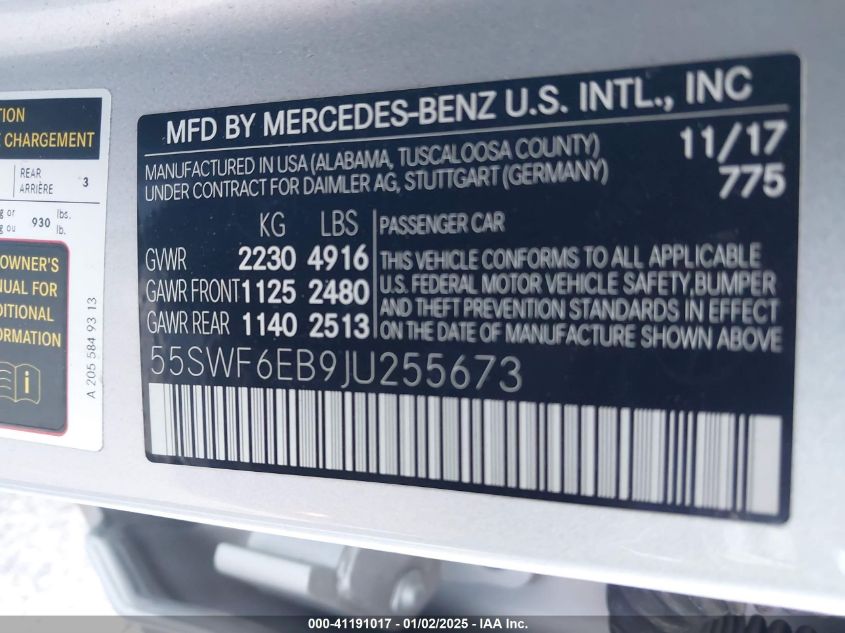 VIN 55SWF6EB9JU255673 2018 Mercedes-Benz AMG C 43,... no.9