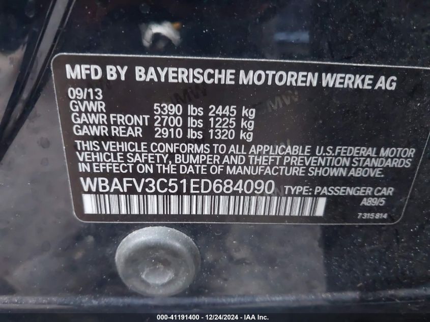 VIN WBAFV3C51ED684090 2014 BMW 535D no.9