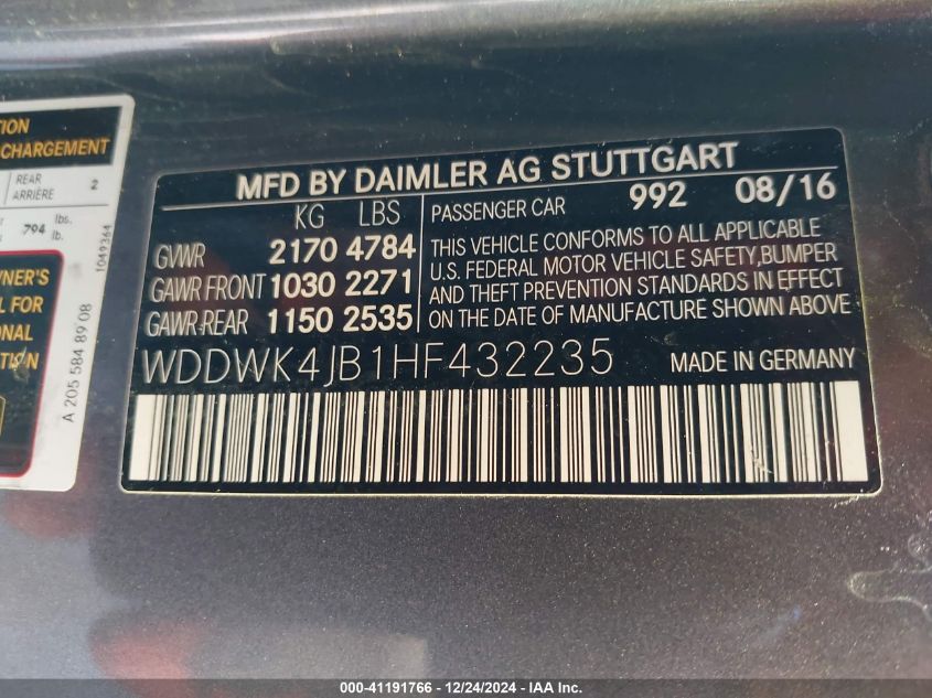 VIN WDDWK4JB1HF432235 2017 Mercedes-Benz C 300 no.9