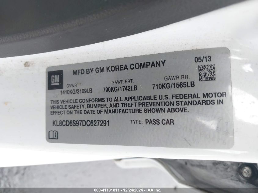 VIN KL8CD6S97DC627291 2013 Chevrolet Spark, 1Lt Auto no.9