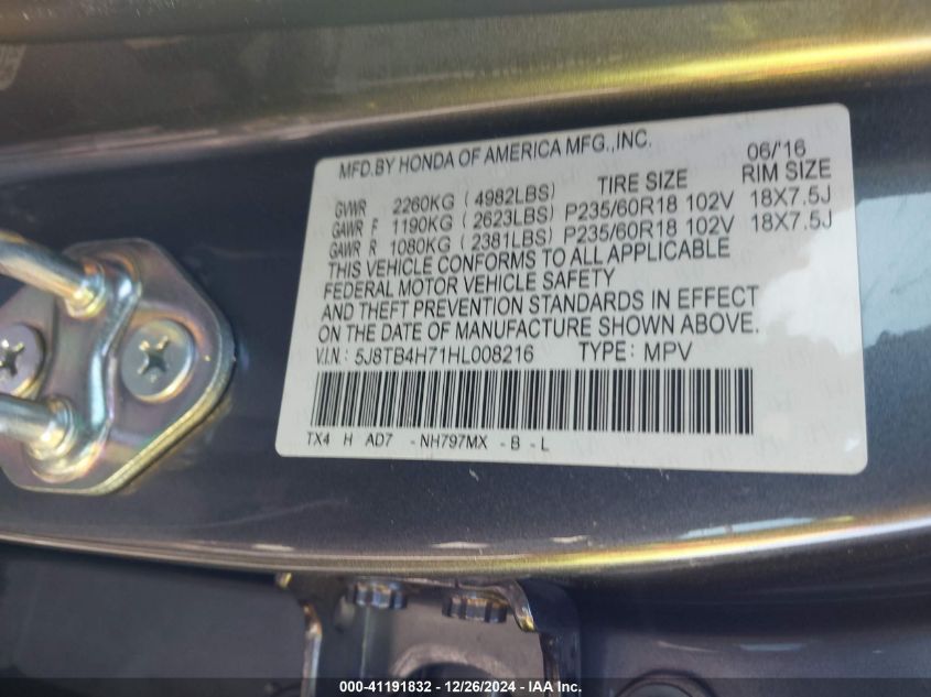 VIN 5J8TB4H71HL008216 2017 Acura RDX, Advance Package no.9