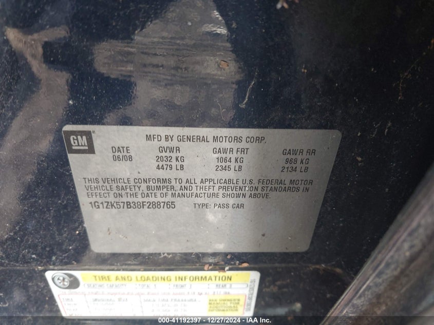 1G1ZK57B38F288765 2008 CHEVROLET MALIBU photo no. 9