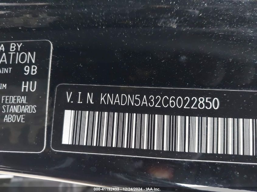 2012 Kia Rio Sx VIN: KNADN5A32C6022850 Lot: 41192433