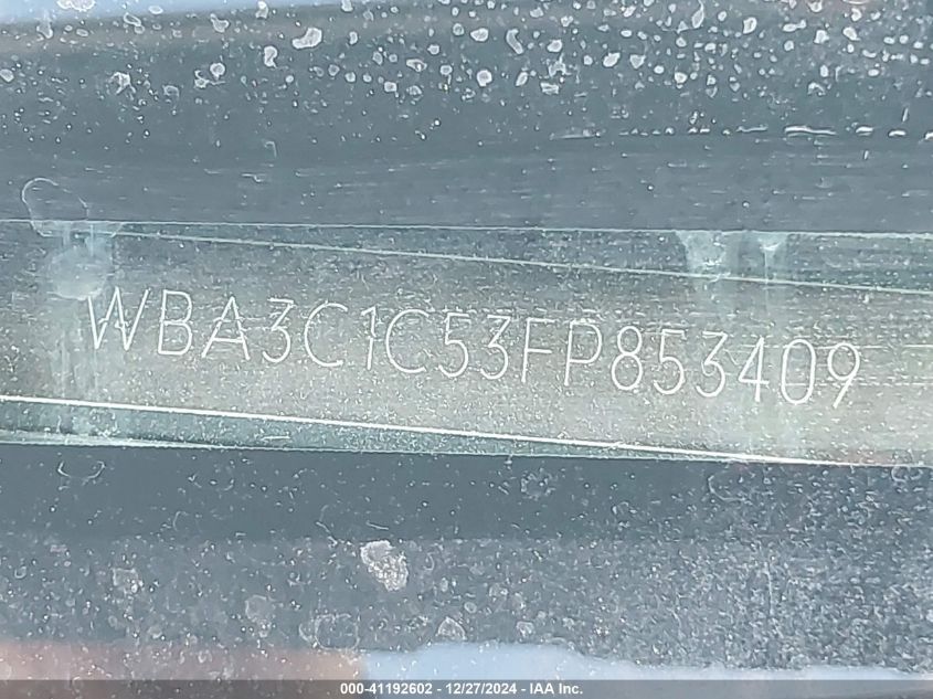2015 BMW 328I VIN: WBA3C1C53FP853409 Lot: 41192602