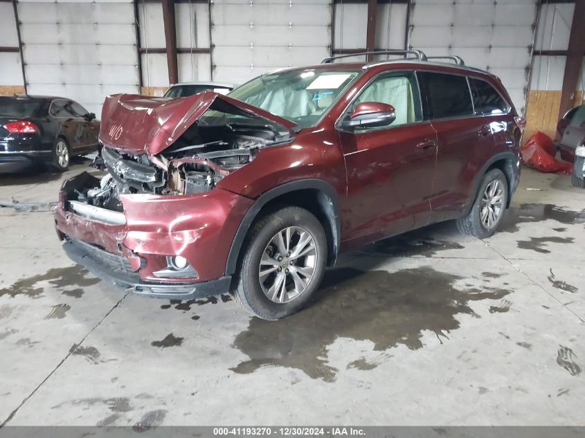 VIN 5TDJKRFH9FS076354 2015 Toyota Highlander, Xle V6 no.2